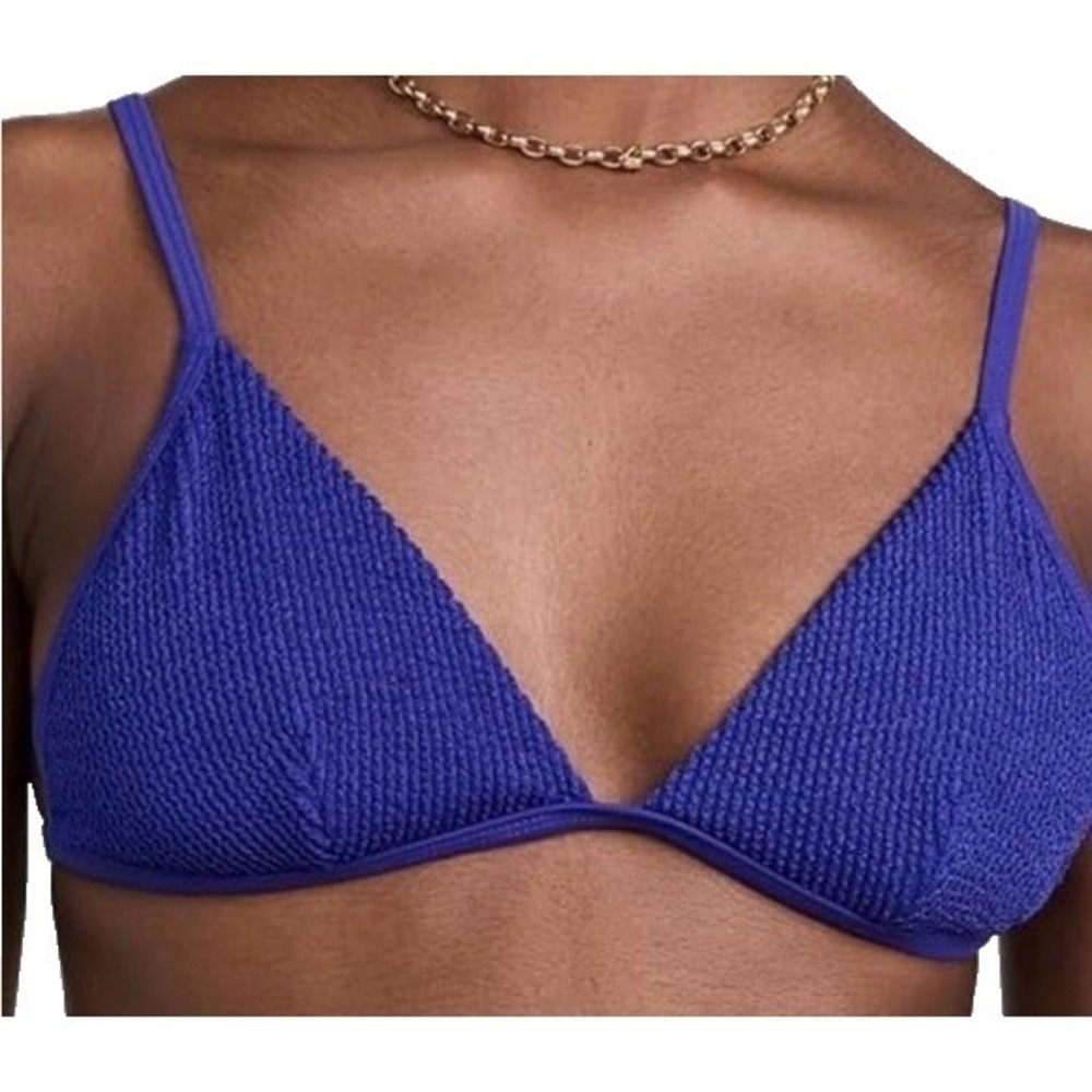 Good American Capri Blue Textured Triangle Bikini Top Women's XL NWT
